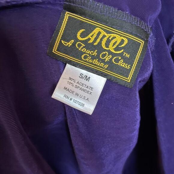 90s Vintage Purple Glitter Mermaid Gown Floor-Length Dress M - Picture 6 of 10